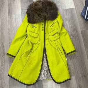 🍁SPORTALM Women's Lime Green Coat with Fur Collar